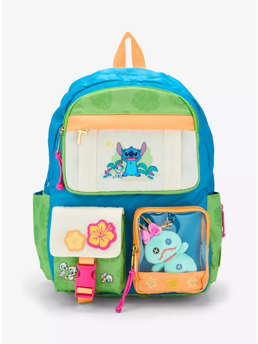 Stitch Kids Backpack in Blue, Green & Orange - Picture 3 of 5